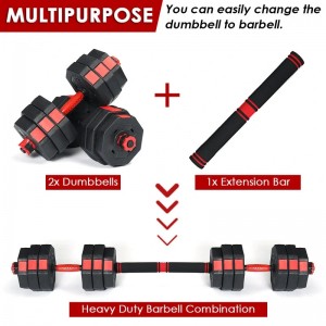 Removable cement sand filling dumbbell octagonal anti rolling PE plastic barbell fitness equipment household 20kg40kg