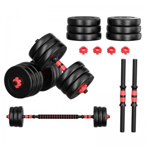 20kg,30kg,40kg Peralatan Rumah Gim Plastik Bersalut Simen Dumbbell Ke Barbell