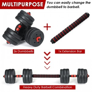 20kg,30kg,40kg Gym Home Equipment Plastic Coated Cement Dumbbell To Barbell