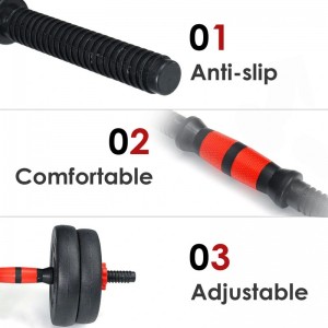 20kg,30kg,40kg Gym Home Equipment Plastic Coated Cement Dumbbell To Barbell