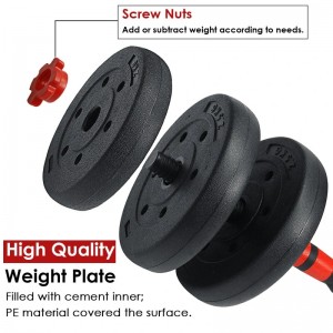 20kg,30kg,40kg Gym Home Equipment Plastic Coated Cement Dumbbell To Barbell