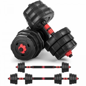 Removable 20kg plastic cement dumbbell men’s sand filled barbell household indoor sports and fitness equipment