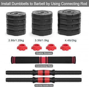 Stroighne plaisteach 20kg inbhainte dumbbell fear le gaineamh a líonadh trealamh spóirt agus folláine tí barbell