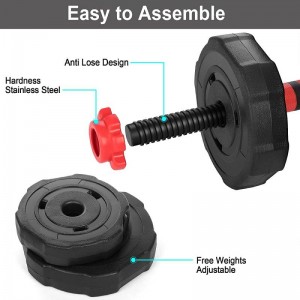 Stroighne plaisteach 20kg inbhainte dumbbell fear le gaineamh a líonadh trealamh spóirt agus folláine tí barbell