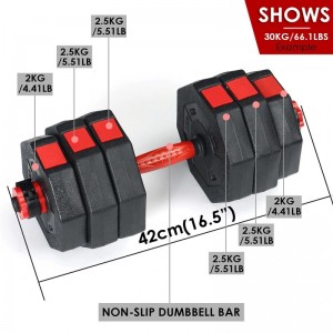 Removable cement sand filling dumbbell octagonal anti rolling PE plastic barbell fitness equipment household 20kg40kg